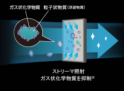 ストリーマ照射 ガス状化学物質を抑制。